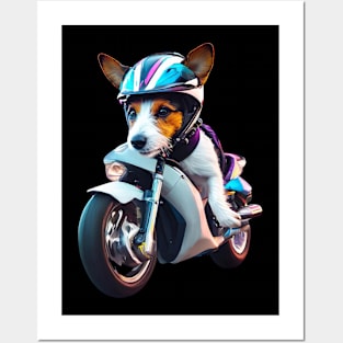 Rasler terrier on a motorbike Posters and Art